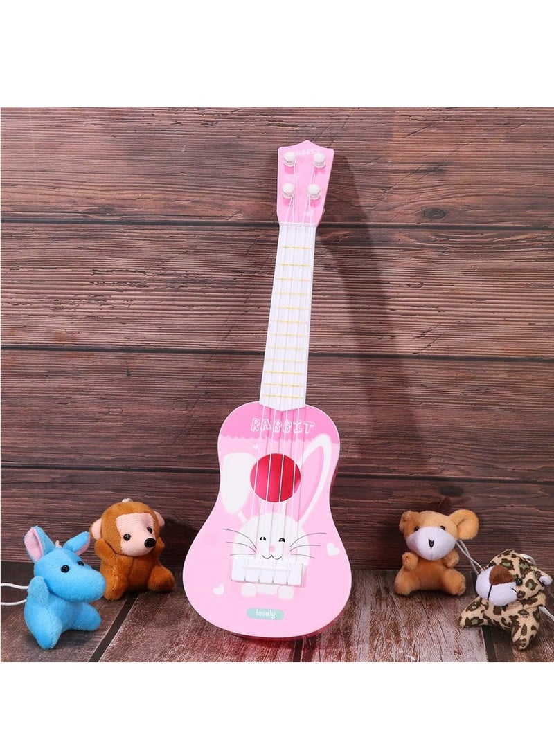 Kids Cartoon Rabbit Ukulele 4 String Musical Toy for Toddlers 14 inch Early Education Plastic Guitar for Boys and Girls - Image 3